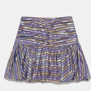 ZARA STRIPED MINI SKIRT SMALL BALLOON HEM PLEATED